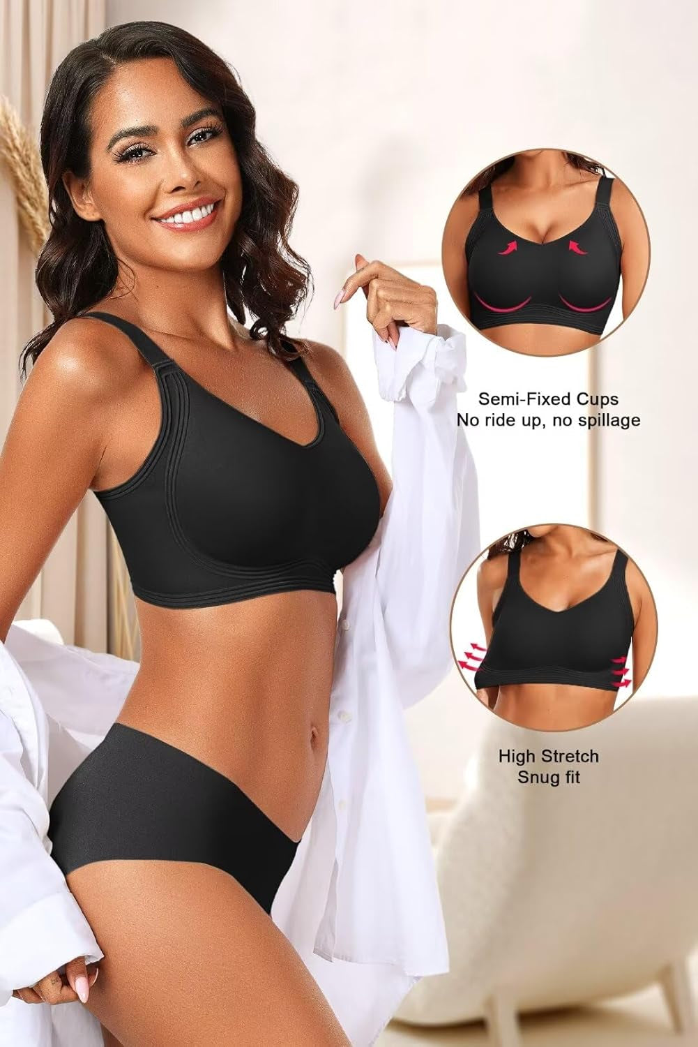 Women'S Seamless Wireless Push up Bras with Support and Lift No Underwire Bralettes Full Coverage Sport Everyday Bra