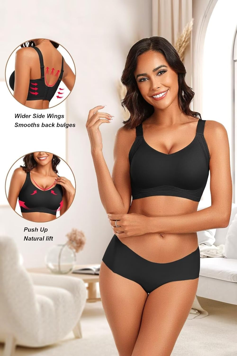 Women'S Seamless Wireless Push up Bras with Support and Lift No Underwire Bralettes Full Coverage Sport Everyday Bra