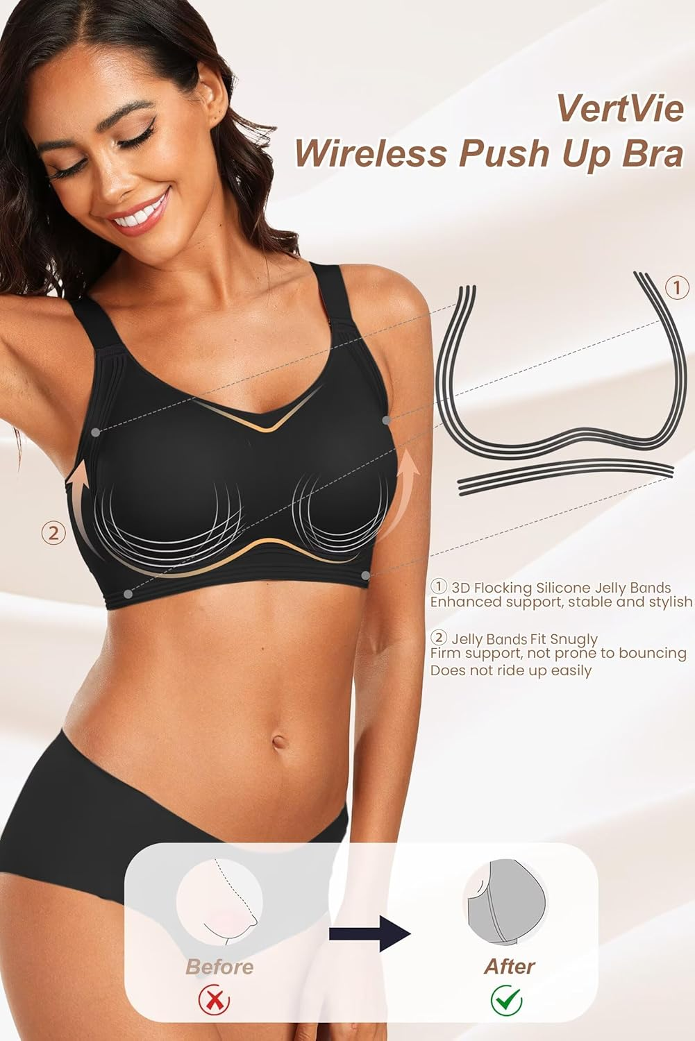 Women'S Seamless Wireless Push up Bras with Support and Lift No Underwire Bralettes Full Coverage Sport Everyday Bra