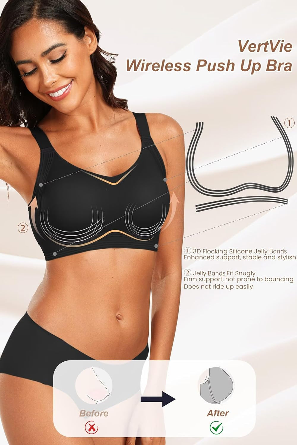Women'S Seamless Wireless Push up Bras with Support and Lift No Underwire Bralettes Full Coverage Sport Everyday Bra