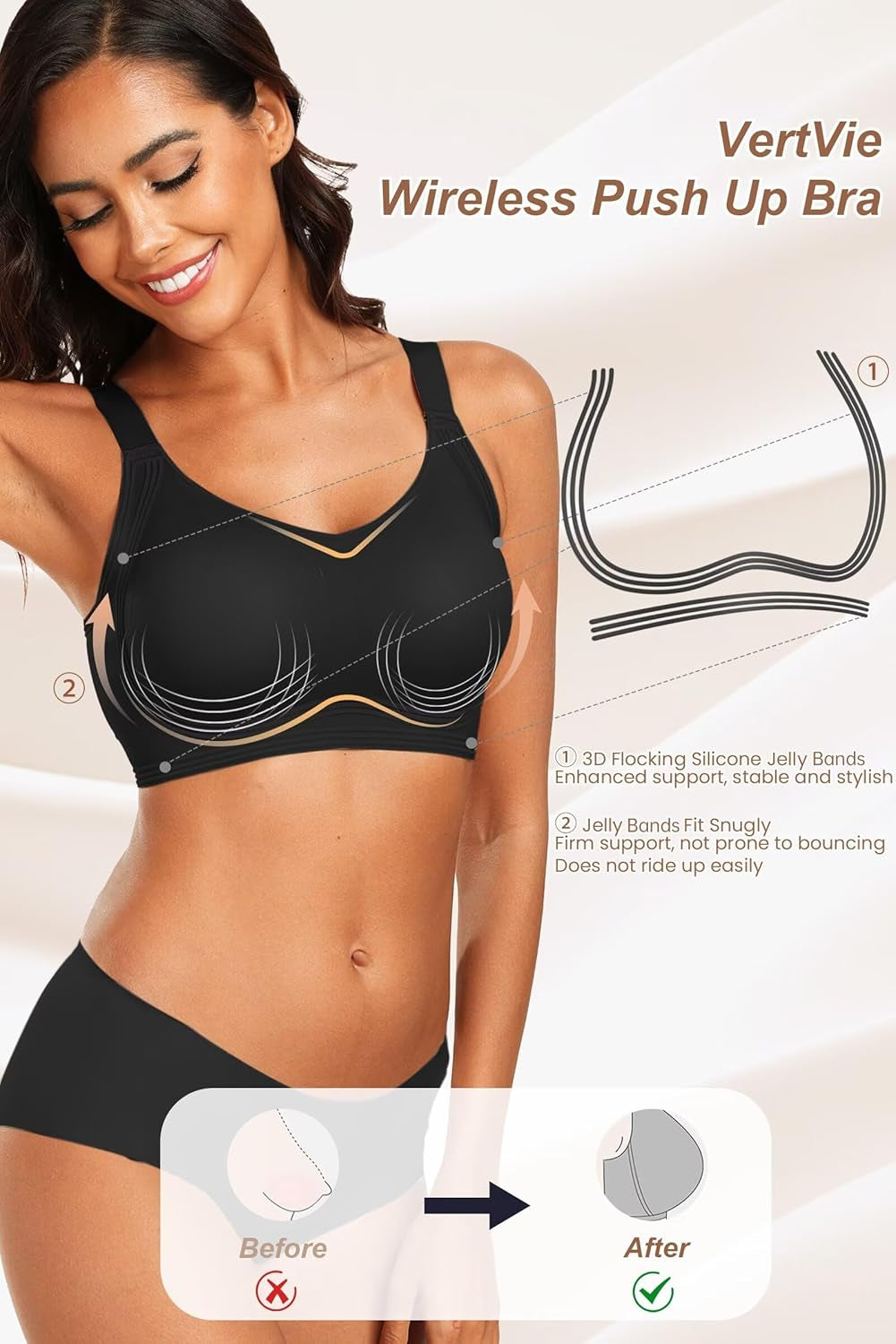 Women'S Seamless Wireless Push up Bras with Support and Lift No Underwire Bralettes Full Coverage Sport Everyday Bra